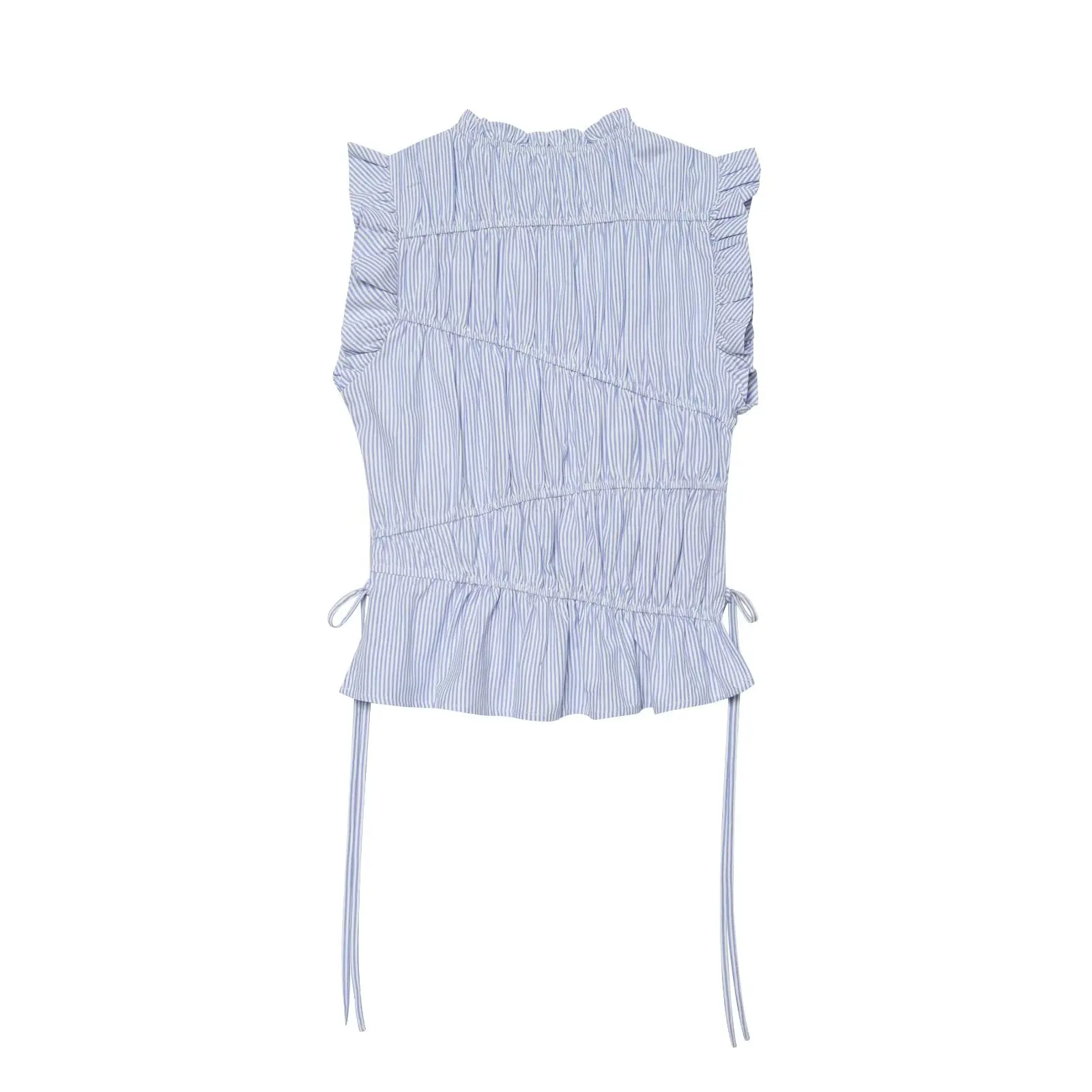 KONDALA Elasticity Striped Summer Blue Y2K Woman Vest Casual Drawstring O-Neck Top Fashion 2026 Tank Bow Modern Streetwear Vests