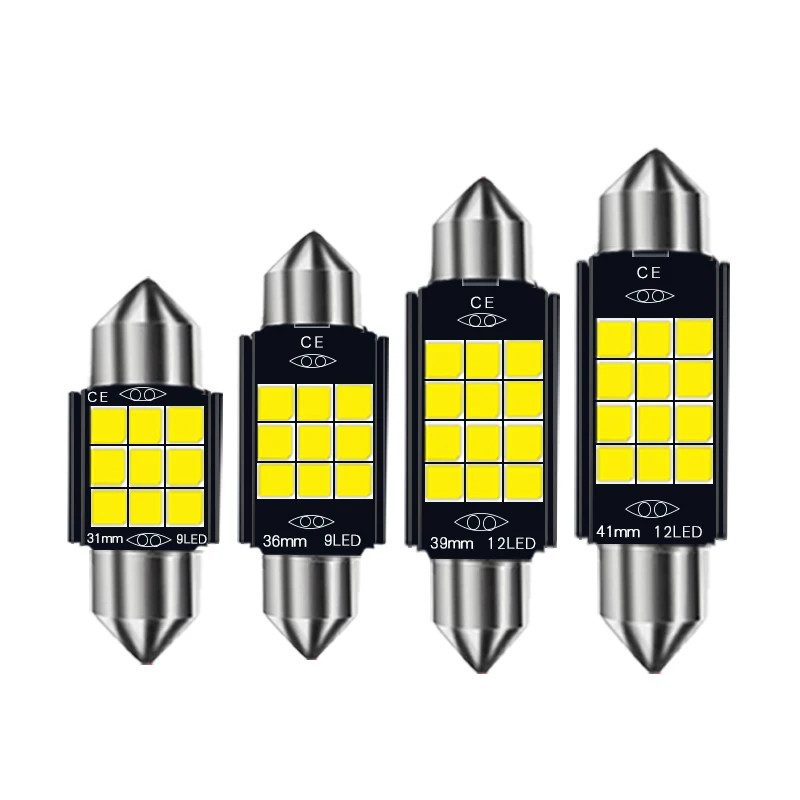 

10X 3030 CANBUS 12SMD Car LED Bulbs C5W Festoon 31mm 36mm 39mm 41mm Interior Details White License Plate Reading Dome Light 12V