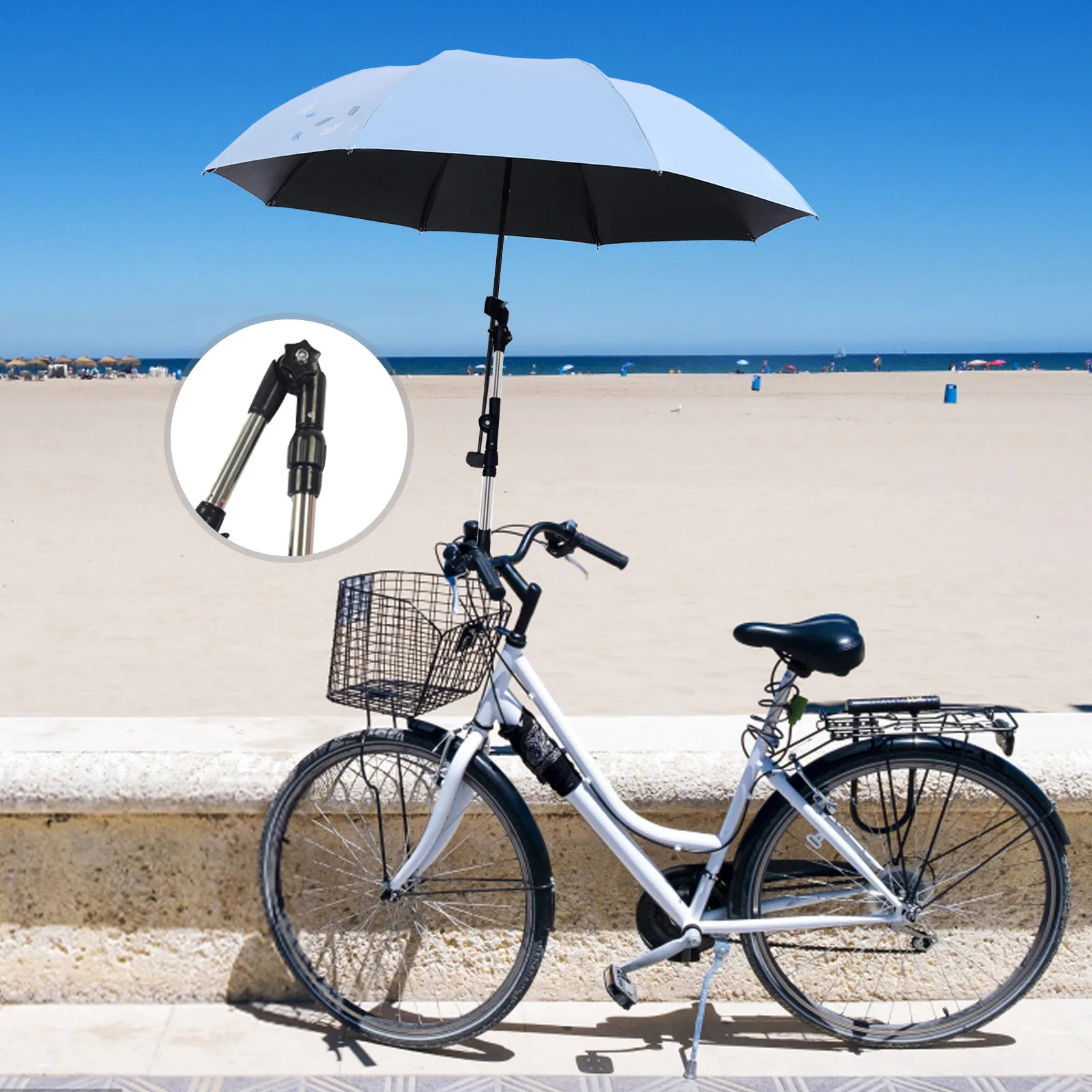 Stainless Steel Hands-Free Sunshade Umbrella Mount Holder Bicycle Stroller Wheelchair Umbrella Stand Bicycle Accessories Outdoor