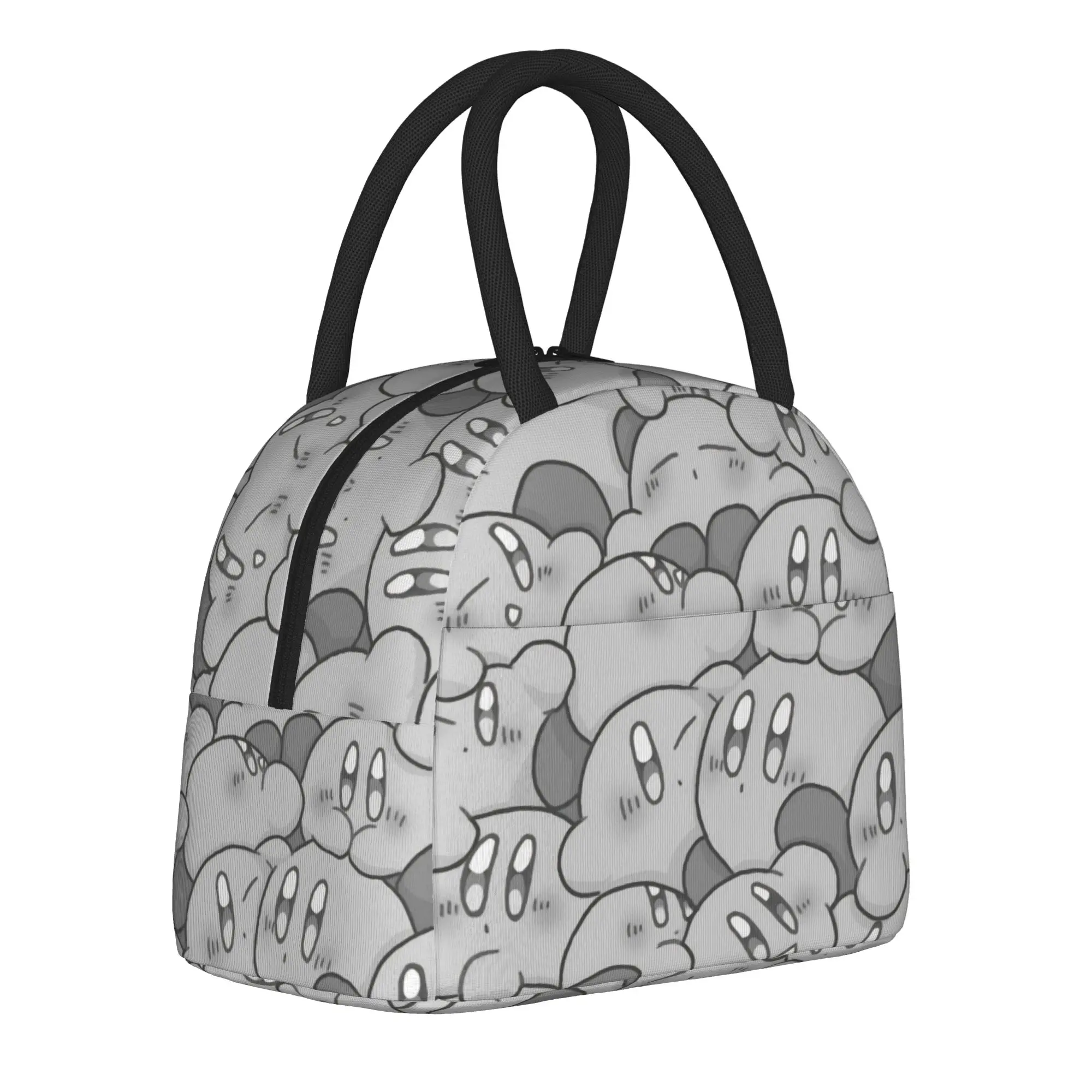

pink kirbys funny game Merch Insulated Lunch Bag For School Food Container Portable Thermal Cooler Lunch Box