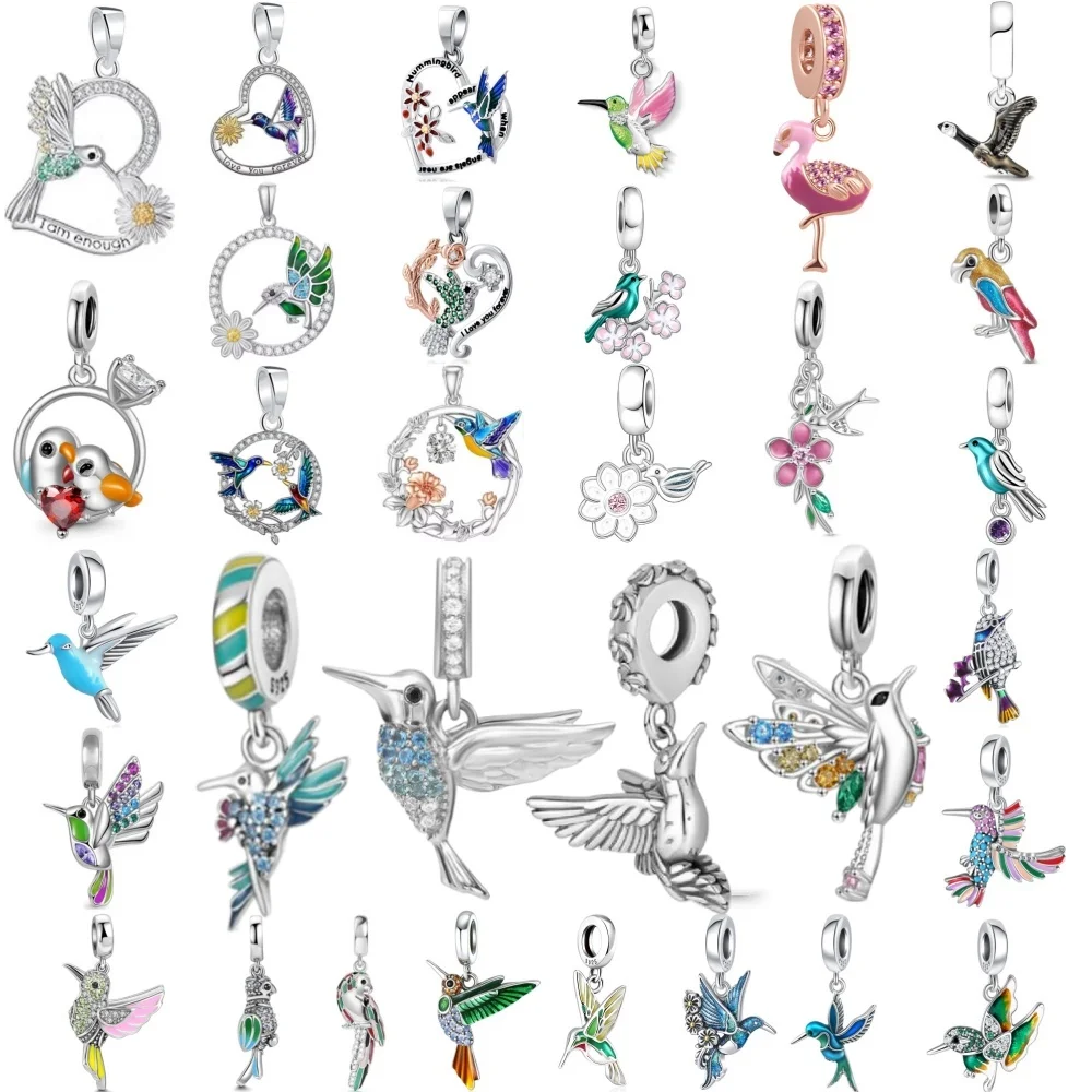 Europe's Hot Sales925 Silver,Hummingbird,Bird Bead Pendant Suitable for Original Bracelets, DIY Accessories,Exquisite Jewelry