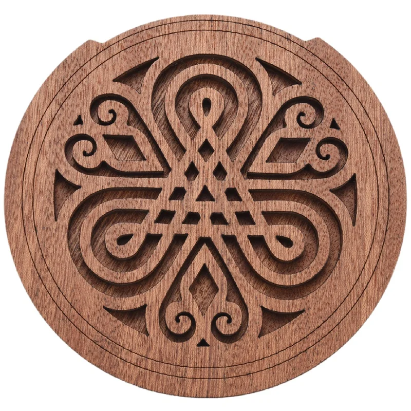 Guitar Wooden Soundhole Sound Hole Cover Block Feedback Buffer Mahogany Wood for EQ Acoustic Folk Guitars