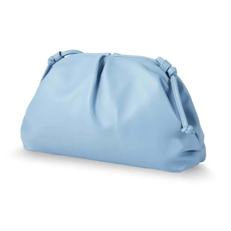 Huralona Dressy Pleated Vegan Leather Clutch Purse Super Soft Cloud Dumpling Clutch Bag for Women PU Evening Purse Handbag