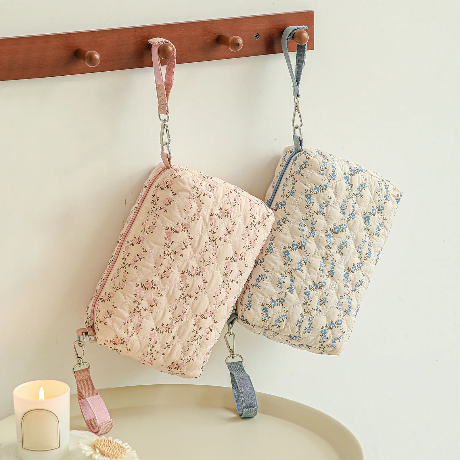 Floral Nappy Diaper Storage Bag Large Capacity Stroller Organizer Bags with Stroller Hooks for Diapers Wipes Baby Essential