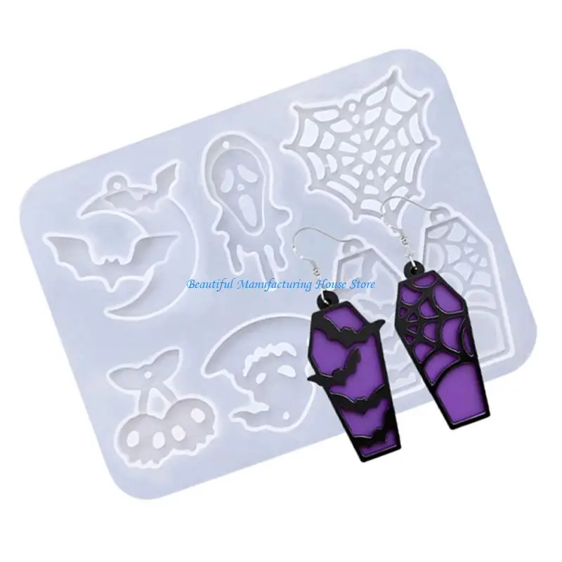 

E56A Pumpkin Specter Earring Crafting Molds Unique Designs Silicone Texture for Craft