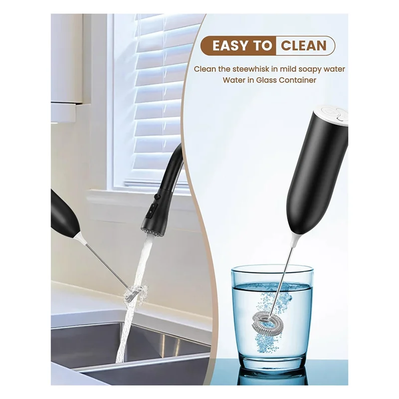 Pengocok Susu Stabil Dapat Diisi Ulang, Pengocok Susu Genggam yang Kuat untuk Kopi Latte, Cappuccino Tahan Lama