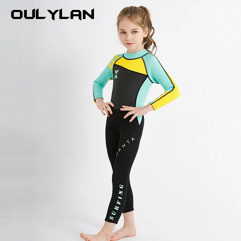 

Kid Neoprene Surfing Diving Wetsuit One Piece Jumpsuit Thermal Swimsuit Sun-Protective for Swimming Boating Surfing In Winter