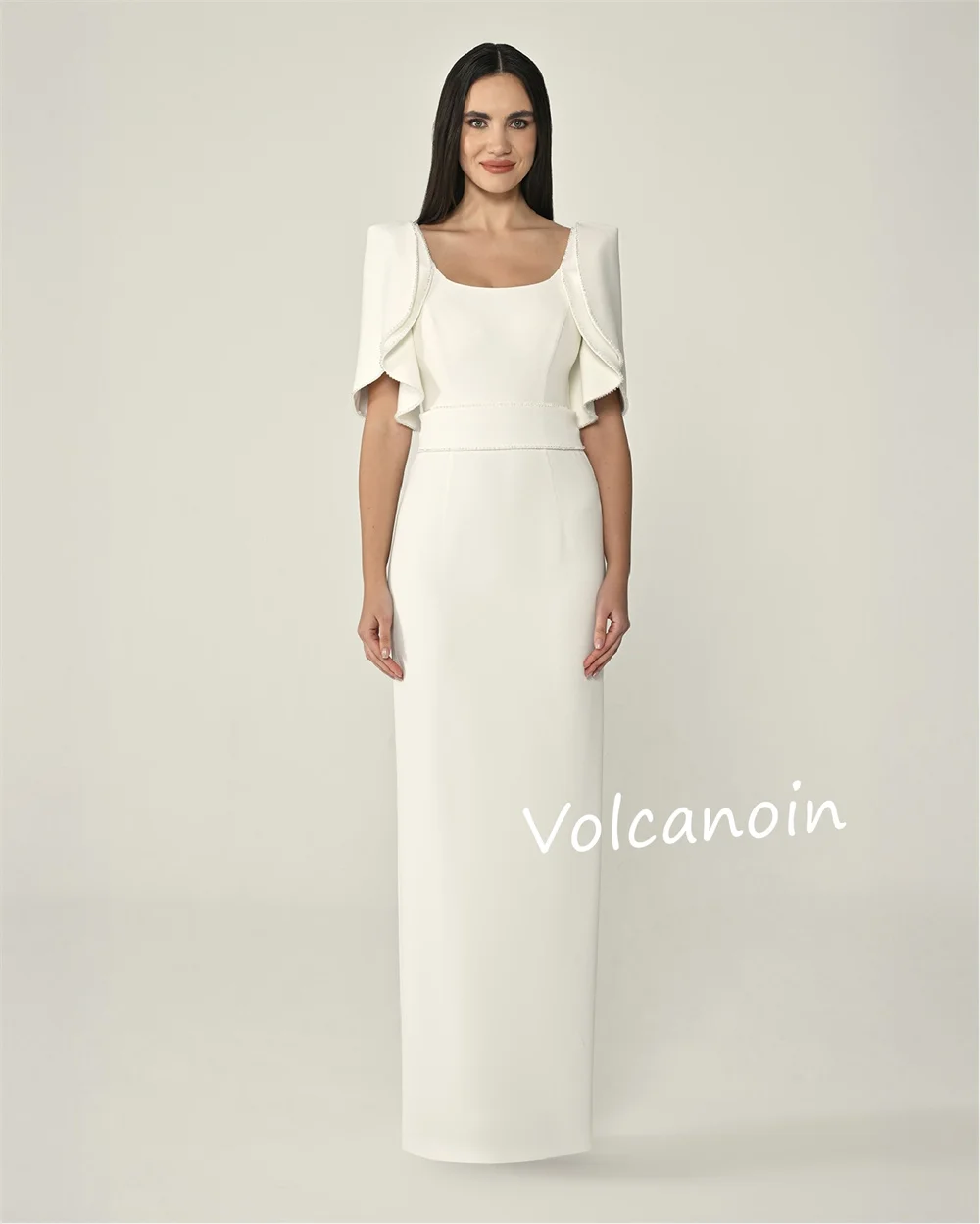 カスタマイズされたフォーマルイブニングジャージシャーリングストレートスクエアネックロングドレスオーダーメイドの機会エレガントな高品質