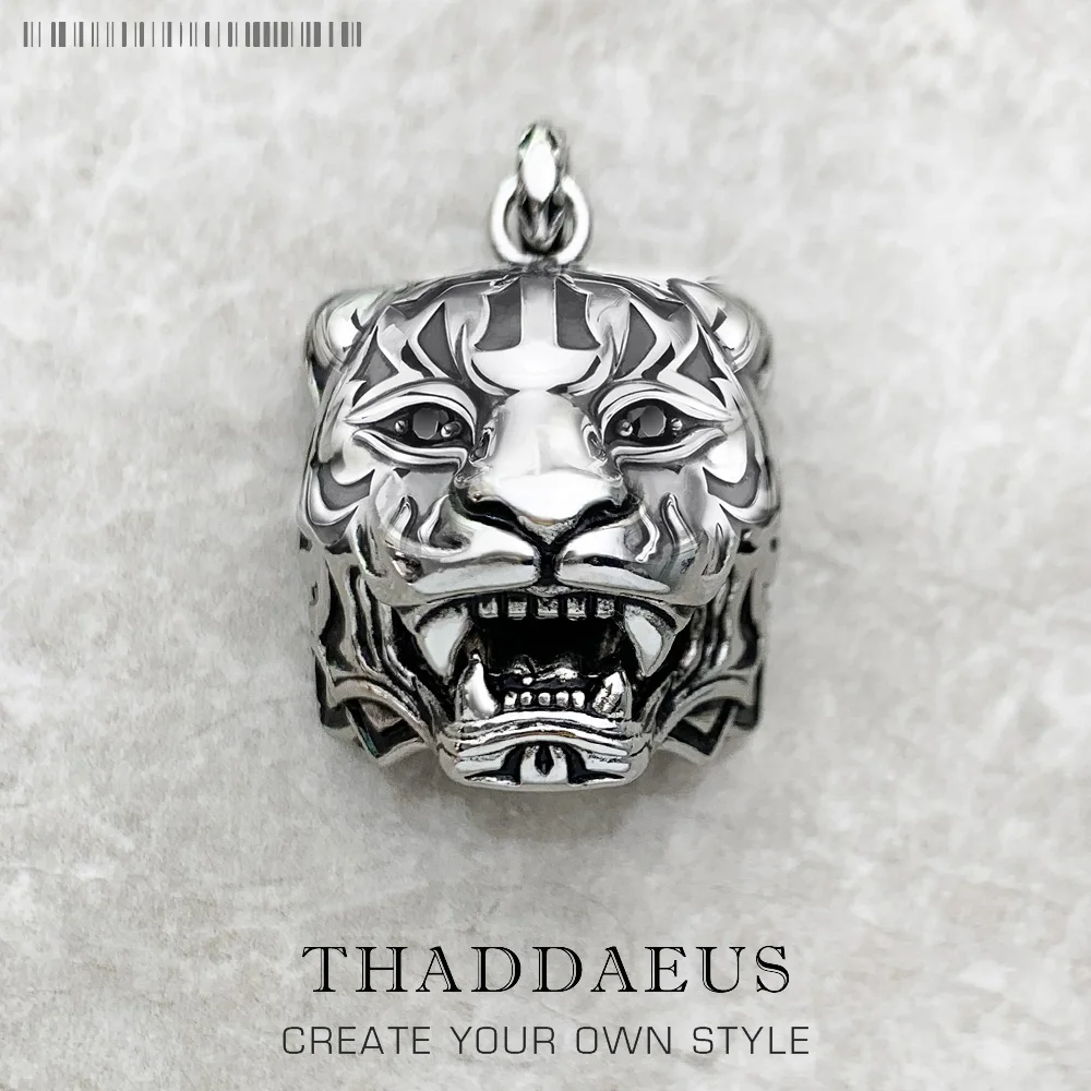 Three-Dimensional Blackened Tiger Pendant Brand New Punk Jewelry Europe 925 Sterling Silver Lucky Gift For Woman & Men