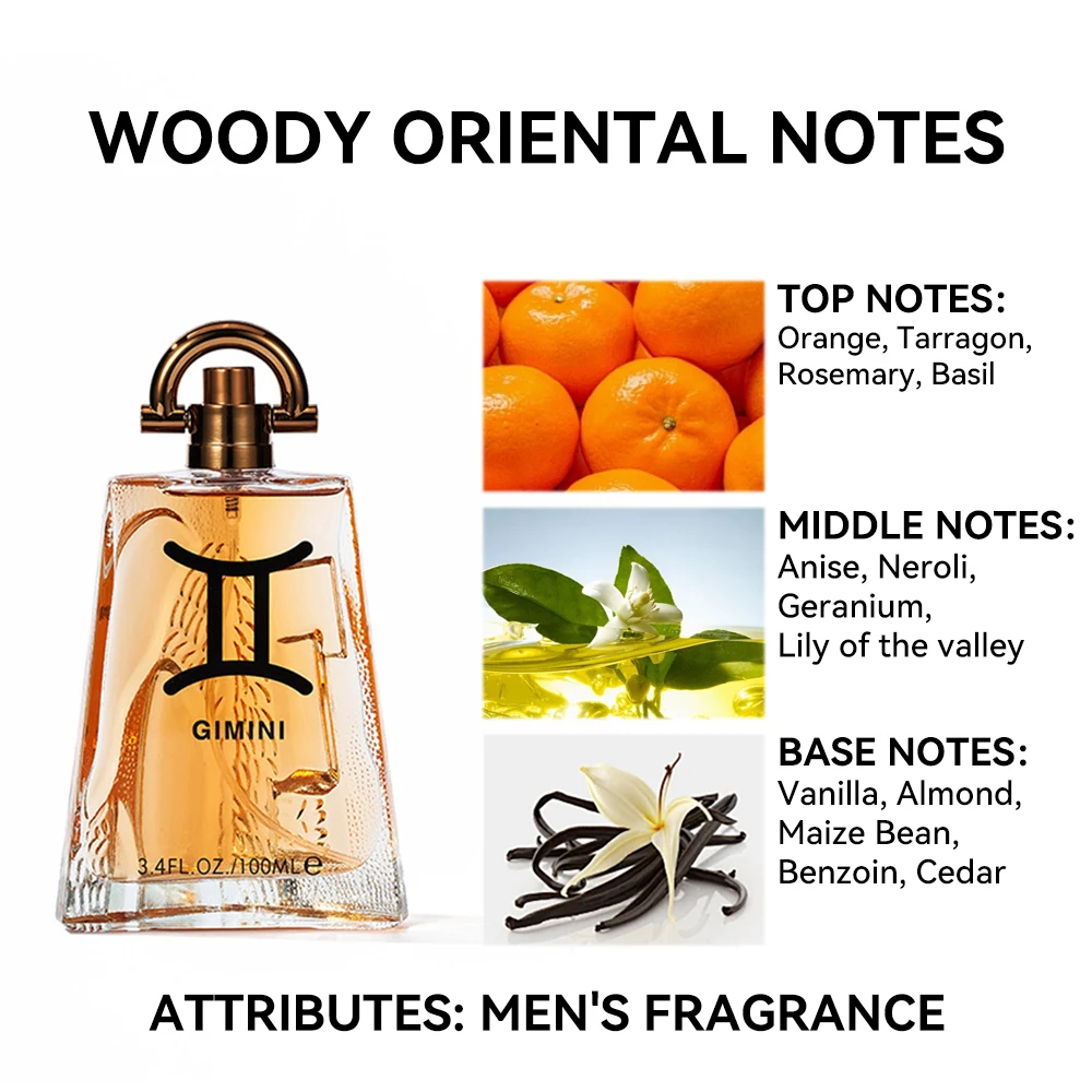 100ML 3.4FL.OZ Men\'s Perfume, Long Lasting Natural Fragrance, Woody Oriental Notes, Vanilla Scents,Eau de Parfum Perfumes Hombre