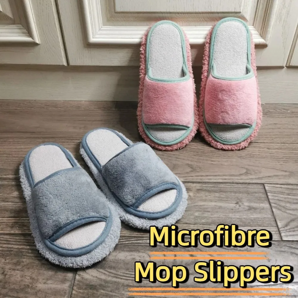 

Portable Detachable Microfibre Mop Slippers Soft Creative Tile Cleaning Slippers Solid Color Washable Lazy Slippers House Floor