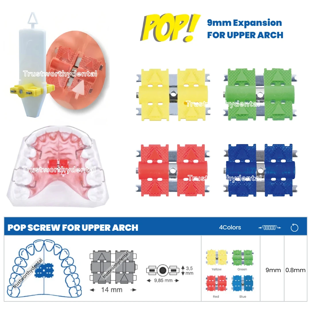 

Стоматологические расширяющие винты Pop Screw для верхней челюсти, универсальные, 9 мм, из технополимера, обеспечивающие идеальную ортодонтическую эффективность, совместимы с типом LEONE