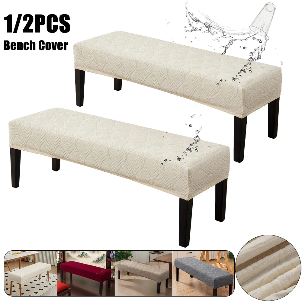 

1/2PCS Solid Color Bench Covers Waterproof Fabric Bench Cover Dustproof Non-slip Full Wrap Elastic Jacquard Bench Seat Protector