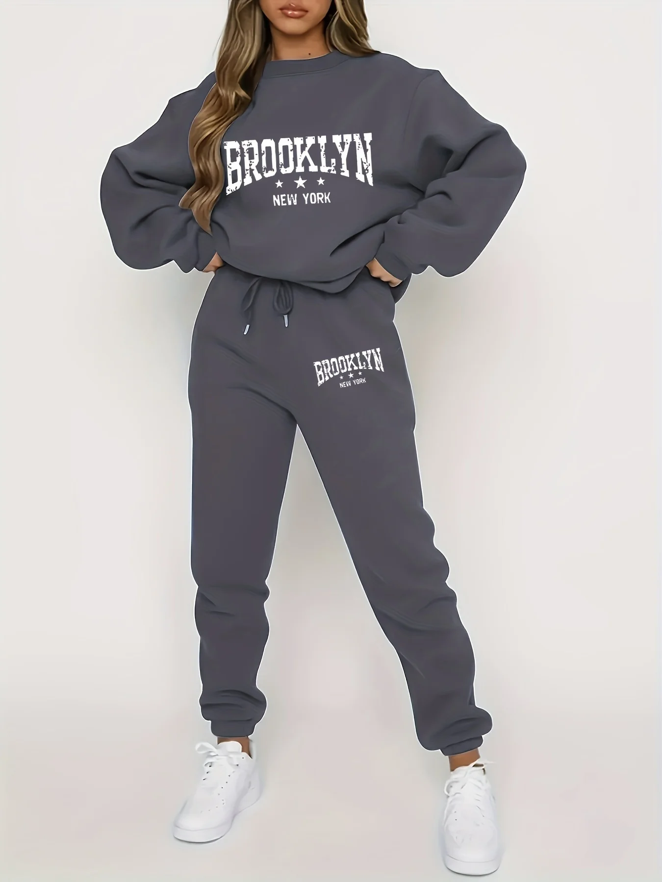 Autumn Winter Women\'s Sweater Pants Set Women Hoodie set Street Hip Hop Clothing Casual Female Clothing Plush sweatshirt