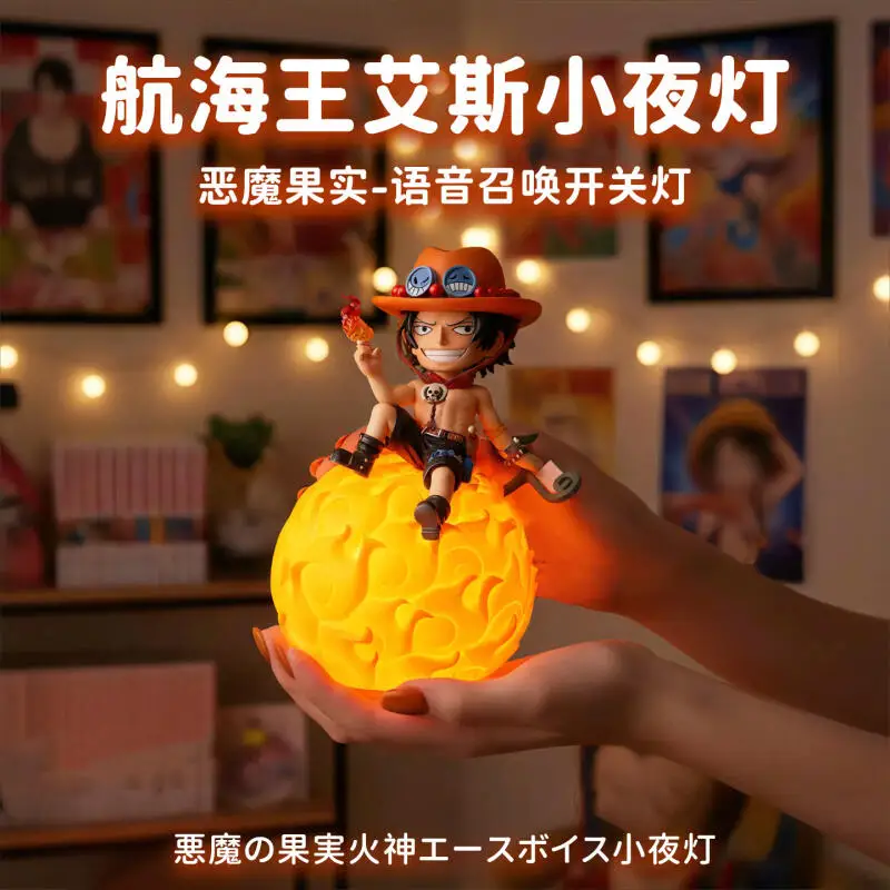 

One Piece Anime Portgas d ace Night Light Voice Desk Lamp Bedroom Ornament Creative Anime Monkey D Luffy Holiday Gift