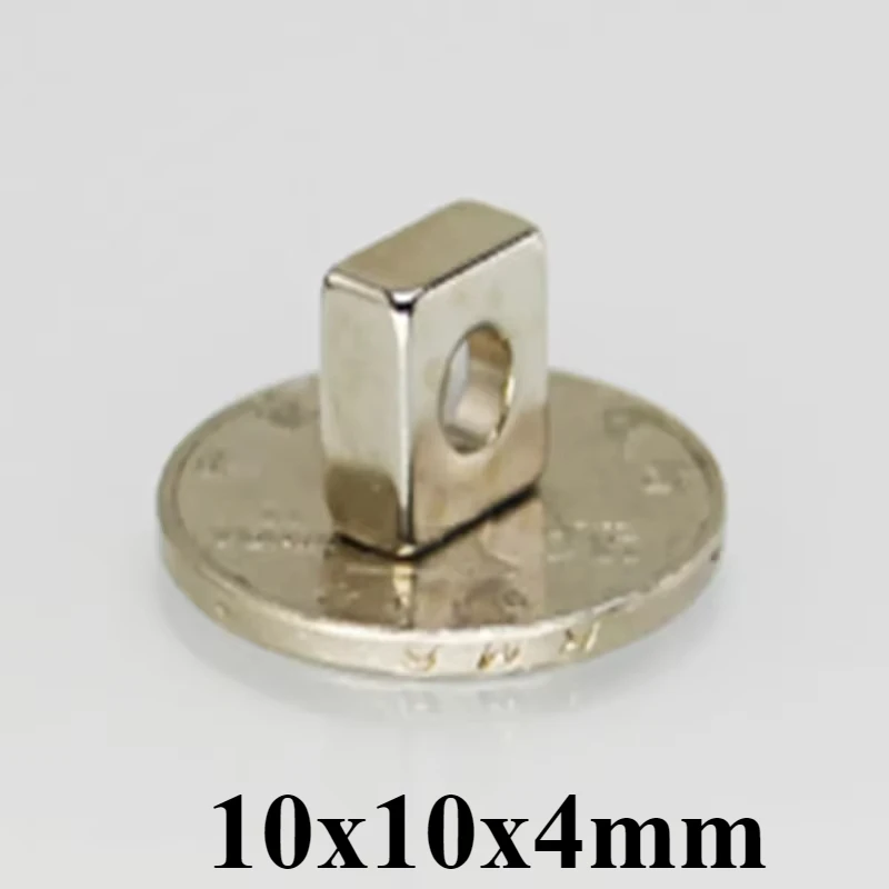 Ímã poderoso 10x10x4mm hole4mm 10*10*4-4 para geladeiras domésticas, escritórios diy 10x10x4-4mm