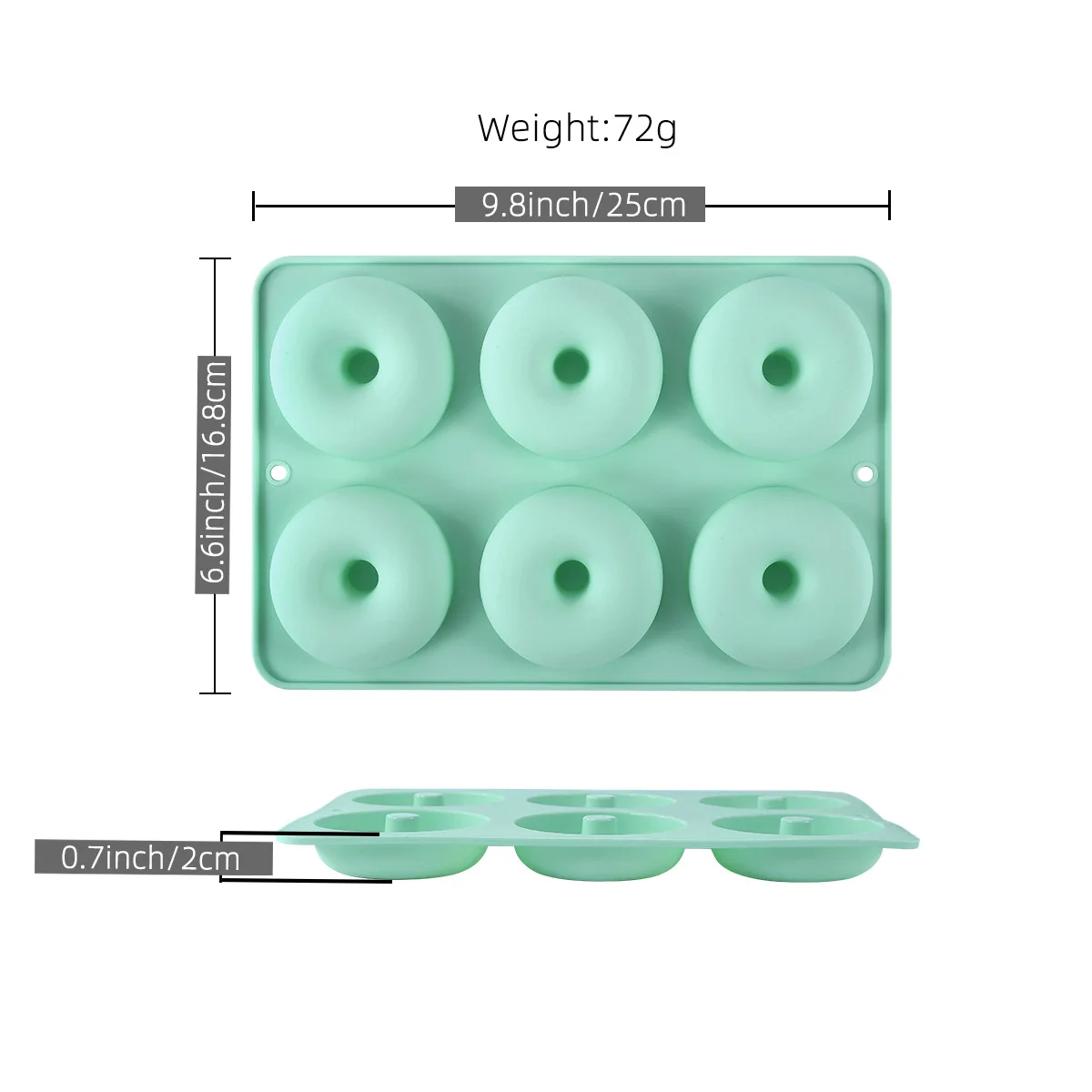 1pcs Large Oblong Silicone Donut Molds - 6 Cavity, Non-Stick, Heat Resistant, Microwave and Dishwasher Safe - Perfect for Baking