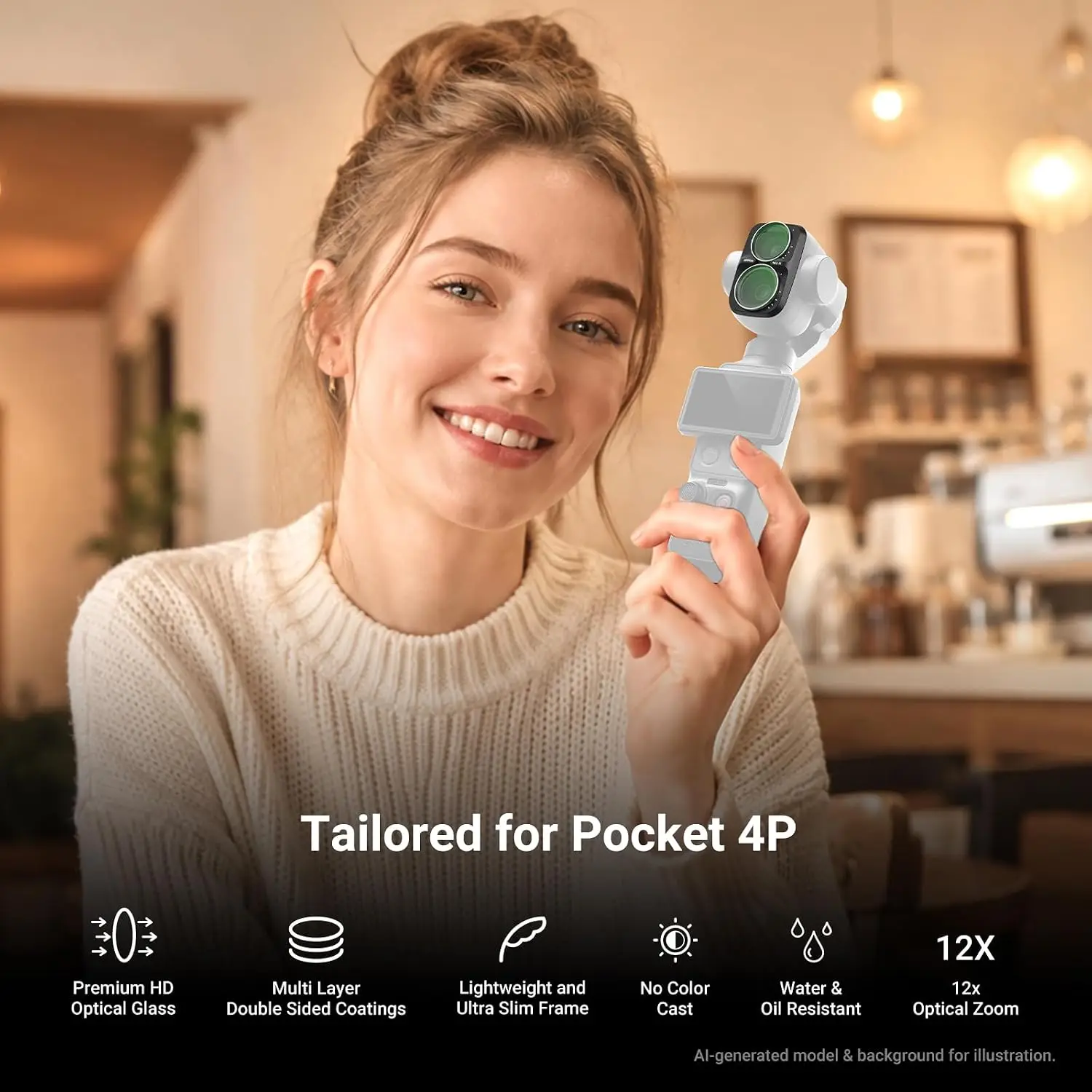 NEEWER Clarity+ND/CPL Filter für DJI Osmo Pocket 4P, HD Variable Neutral Density ND2-32, Zirkularpolarisator, Schwarze Diffusion 1/4 – Detail 7