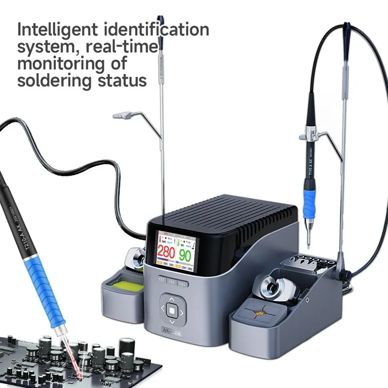 JCID AIXUN T420D Intelligent Double Soldering Station With C115 C245 C210 Handle Iron Tips Welding Platform for SMD PCB Repair