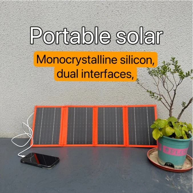 

Solar system accessories 60W solar panel, 5V folding solar panel charger with USB port and TYPE-C 2A DC output.