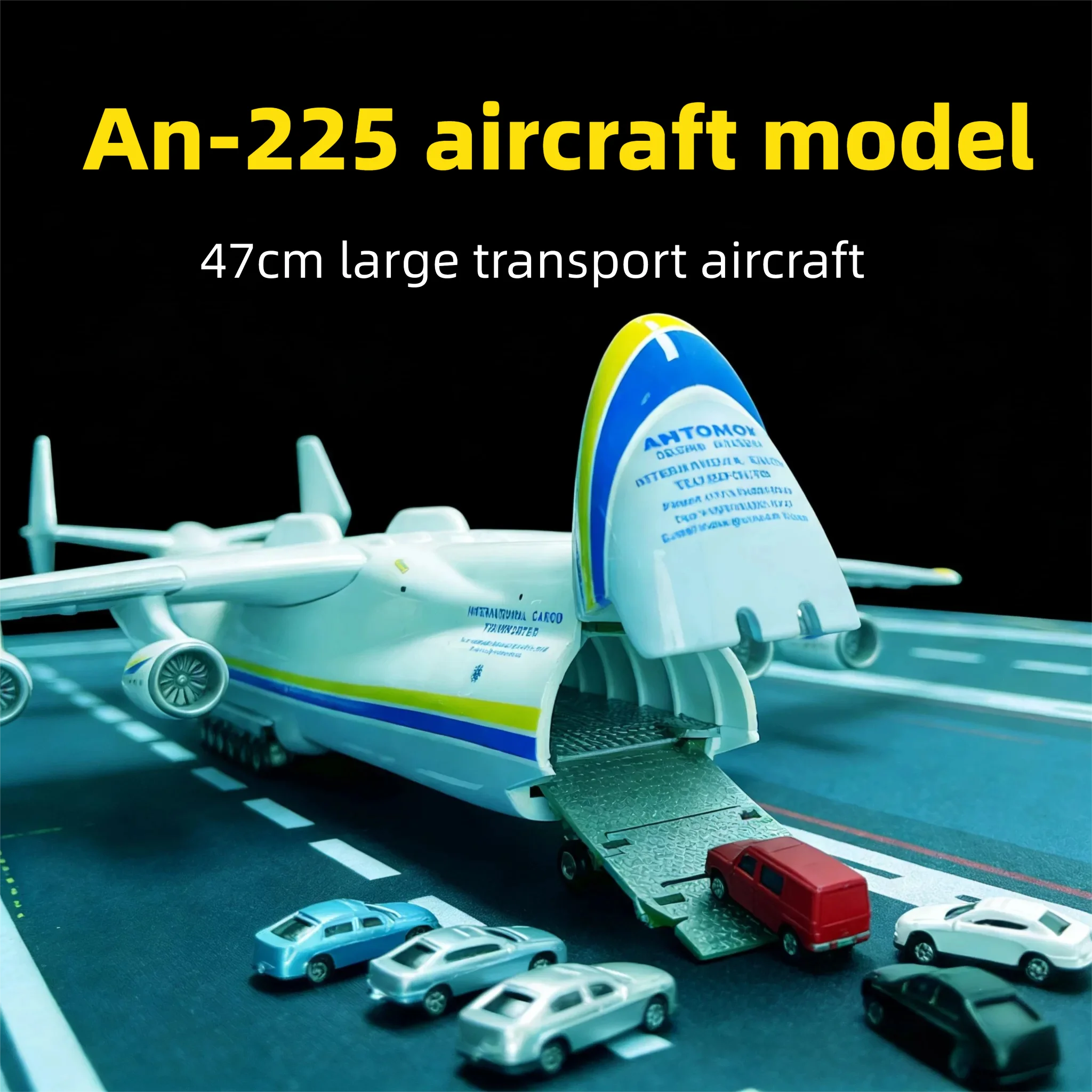 47cm Antonov AN225 1/200 scale Ukrainian large air transport aircraft resin model, children's toy gift, miniature airplane model
