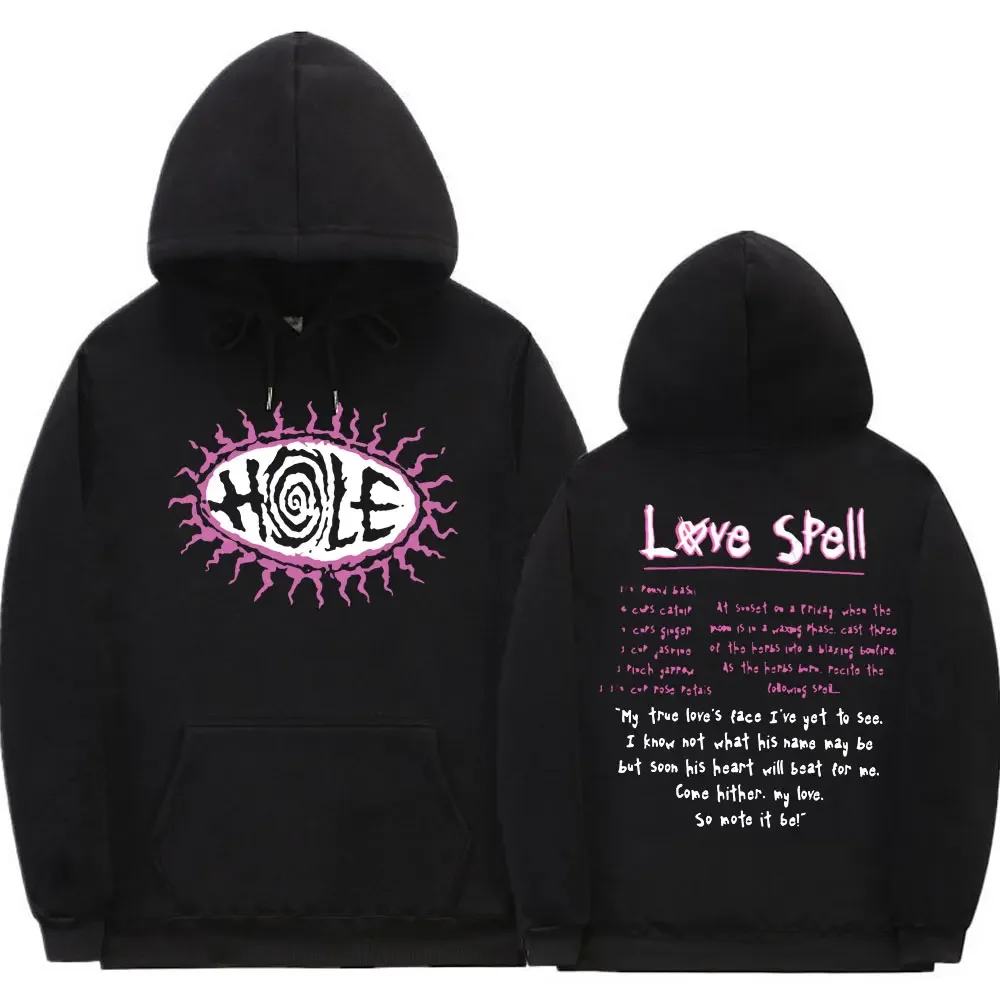 Hole Love Spell Lyrics Vintage Hip Hop Hoodie Men Women Oversized Hoodies Courtney Love Beautiful Monsters 90s Rock Band Clothes