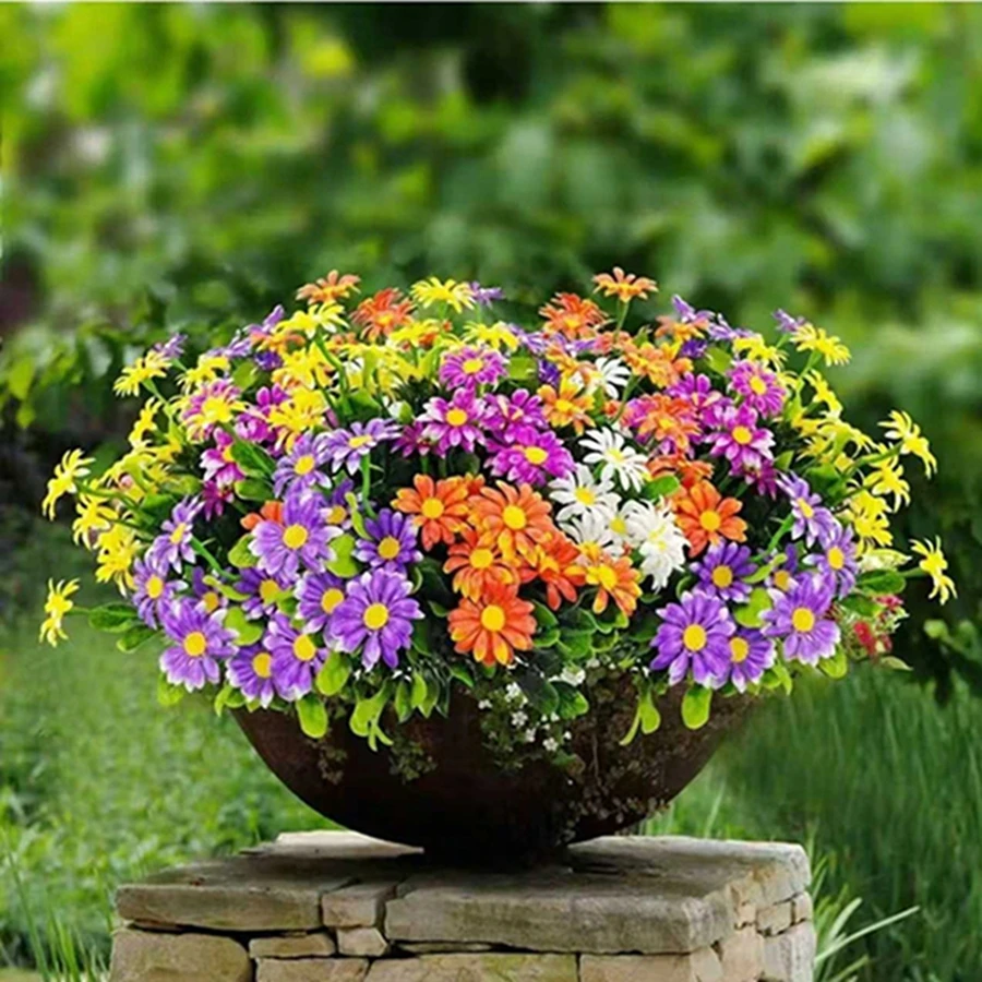 

Artificial Flowers Silk Fake Plant Daisy Wedding Arch Wreath Home Room Table Decor Outdoor Yard High Quality Courtyard Accessory