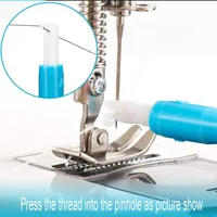 1pc Blue Sewing Machine Needle Threader Automatic Quick Sewing Threader Needle Tool for Auto Changer, Holds Firmly 3