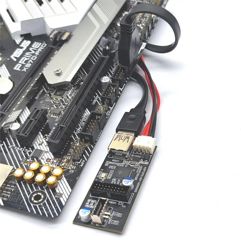Header 19Pin auf Typ E + Motherboard 1 auf 2 Splitter USB 3.0 Hub(A)_QWE