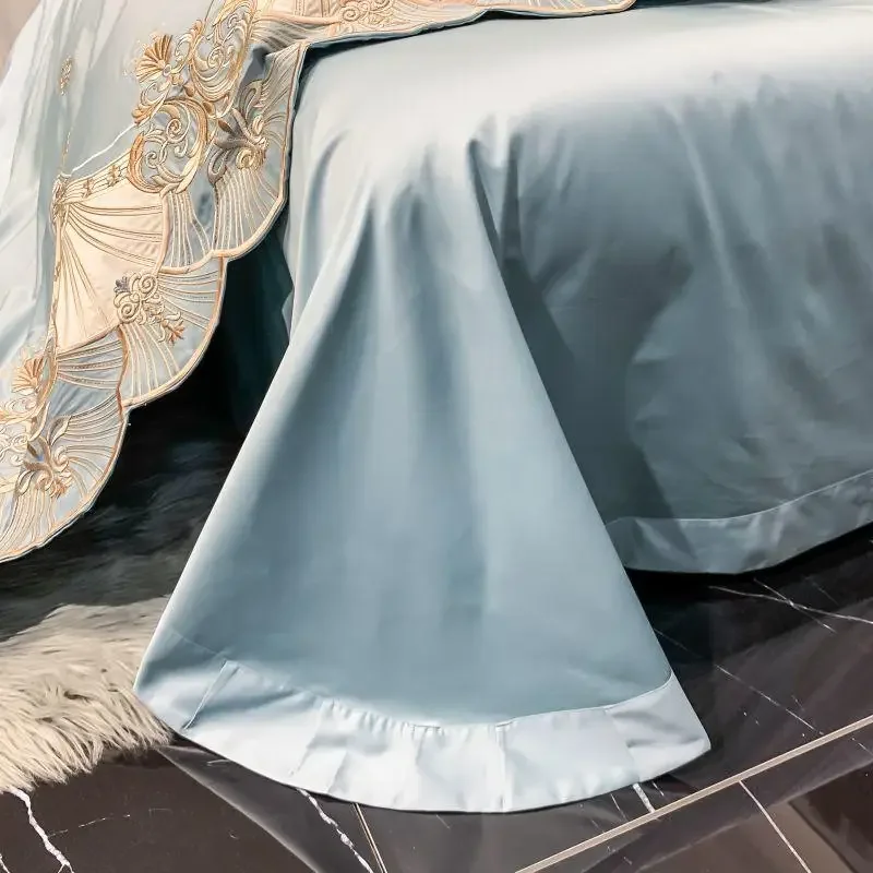 European Style Bedroom Luxury 200S Long Staple Cotton Four Piece Set High-end Embroidered Duvet Cover Pure Cotton Bedding 6