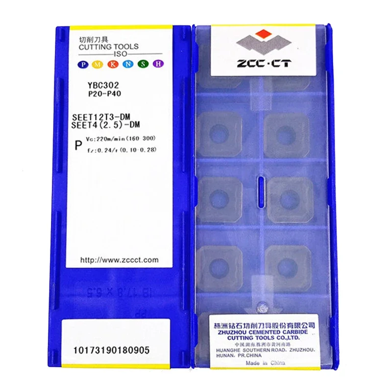 

SEET12T3-DM YBC302/SEET12T3-DR YBC302/SEET12T3-DF YBC302 10pcs Originais ZCC.CT Milling Cutter Carbide Insert CNC Lathe Tools