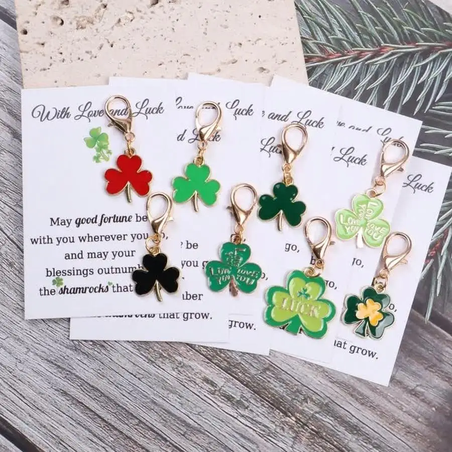 1/5/10/20/50/100pcs St. Patrick's Day Gift Set With Love And Luck, Including Clover Keychain, Exclusive Pocket Hug Card With Ble