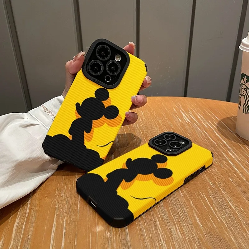 Funda de teléfono Original de dibujos animados 3D de Mickey Mouse, bonita sombra para iphone 13, 14, 12, 11, 15 16 Pro Max, carcasa anticaída, protección de lente