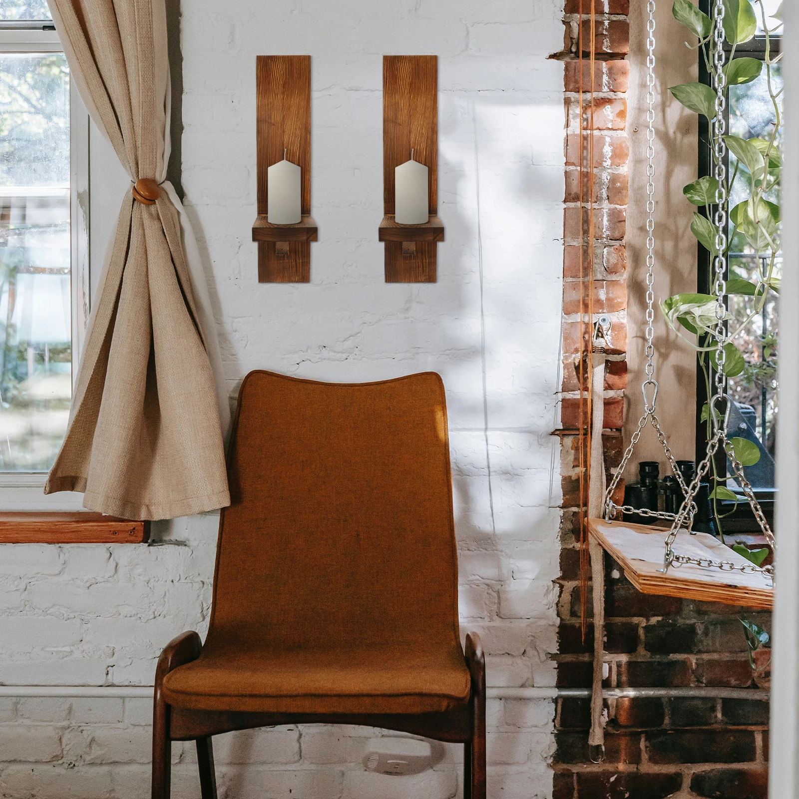 

Wood Wax Stand Wall Hanging Decor Outdoor Hallway Candleholder Vintage Wooden Decoration