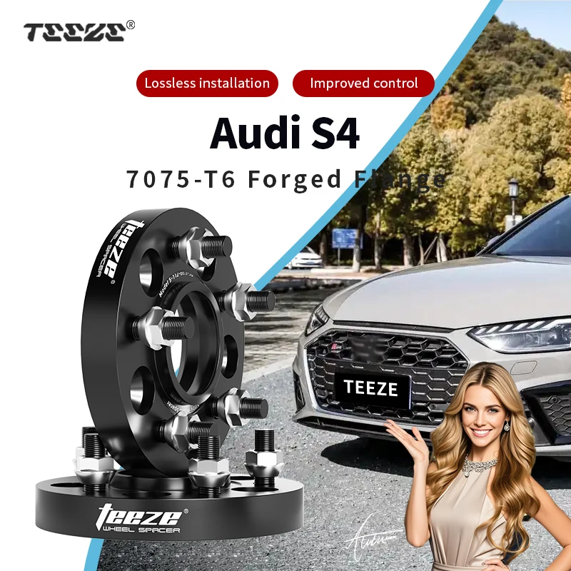 

Teeze 2/4pcs 5x112 66.6 M14 x 1.5 Hub Centric Black Forged wheel spacer For Audi S4 Flange Plate 15/20/25/30/35mm