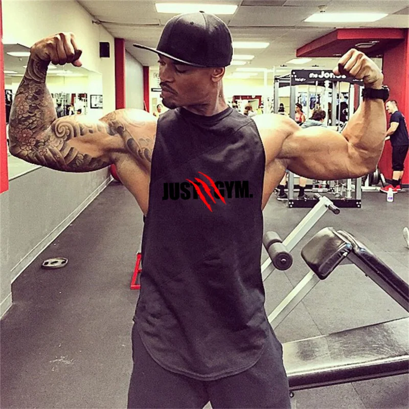 Mens Bodybuilding Muscle Clothing Gym Fitness Sleeveless Loose Tank Tops Summer Casual Cotton Mesh Breathable Tranining T-shirts