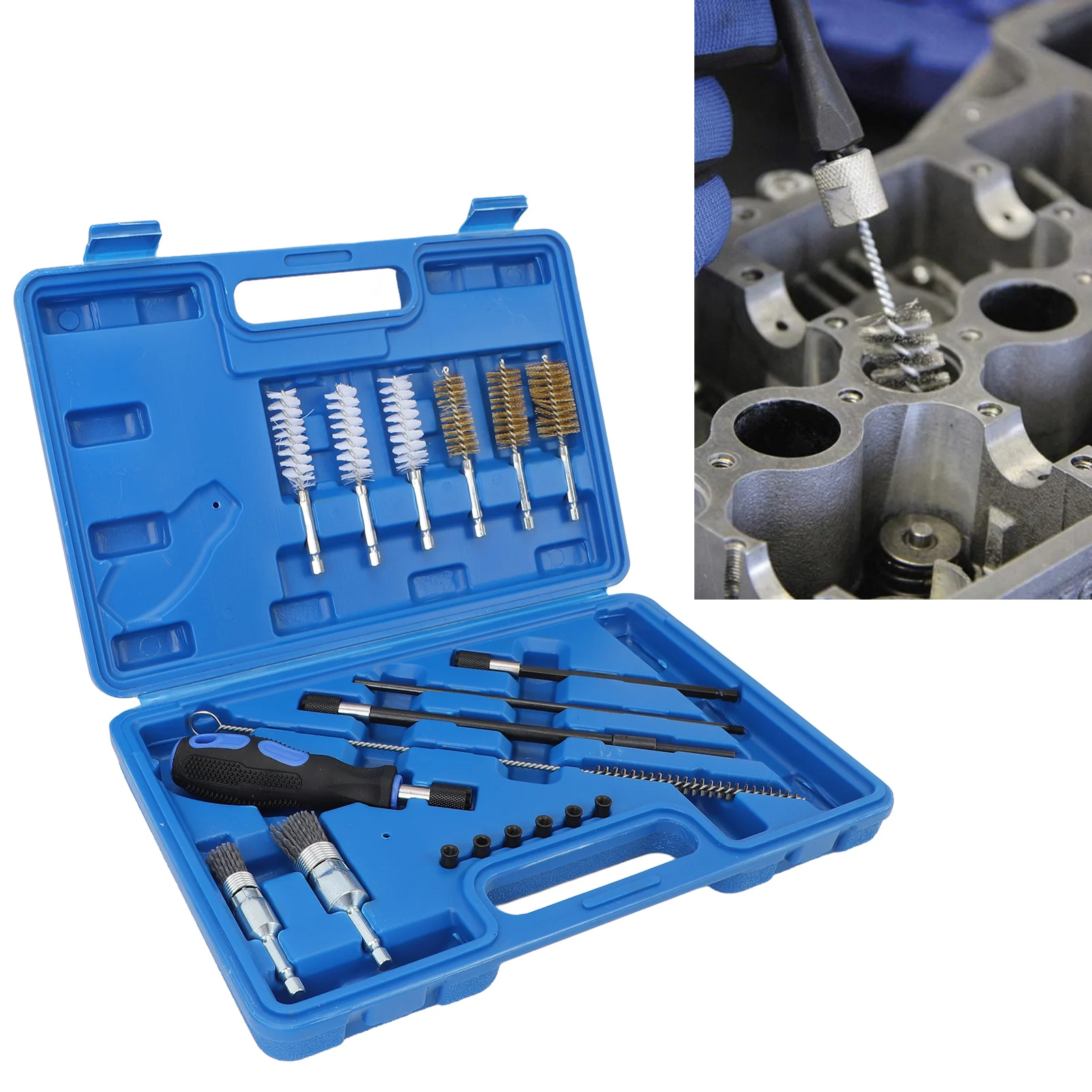 Diesel Injector Seat Bore Cleaning Brush Engine Injectors Cleaner Kit Rust Resistant Universal Fit High Hardness for Vehicle