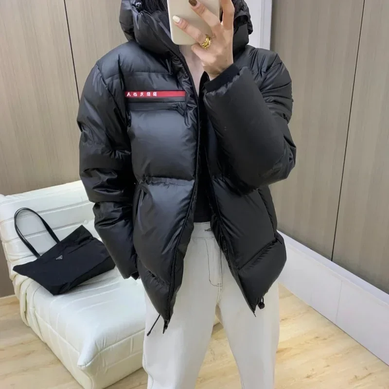 Pra*a Winter Mens White Goose Down Jacket Warm Hooded Slim Fit Puffer Jacket Coat Male Casual High Quality Overcoat Thermal