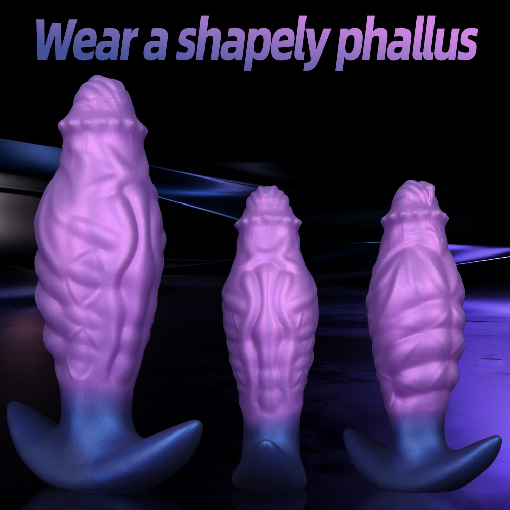 Anal Plug Dildo Wearing Purple Blue Gradient Texture Monster Fantasy Anal Dilator Unisex G-spot Stimulation Masturbator Sex Toys view 2