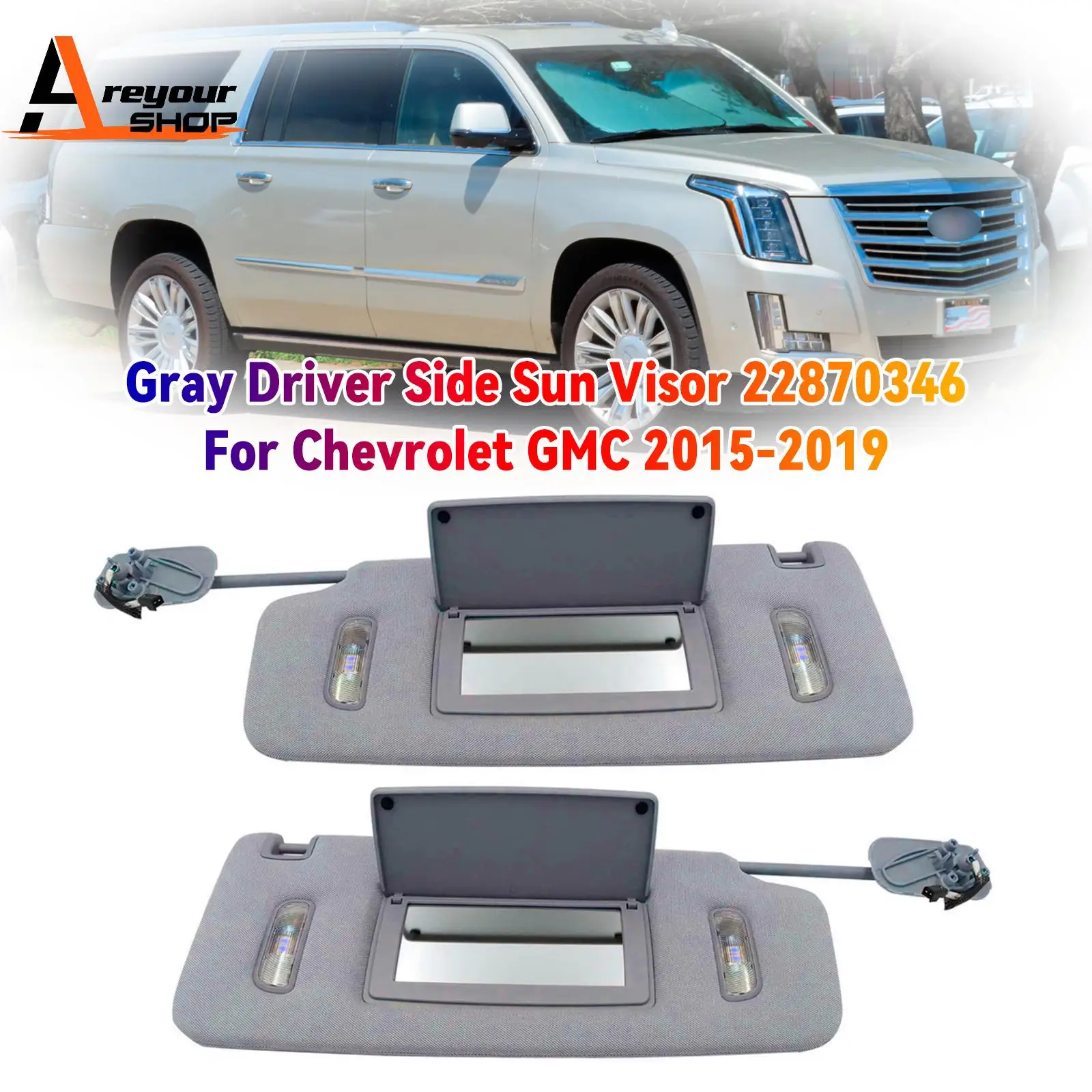 2PCS Gray Sun Visor Left & Right 22870346 23459643 for Nissan Altima 2013 2014 2015 2016 2017 2018