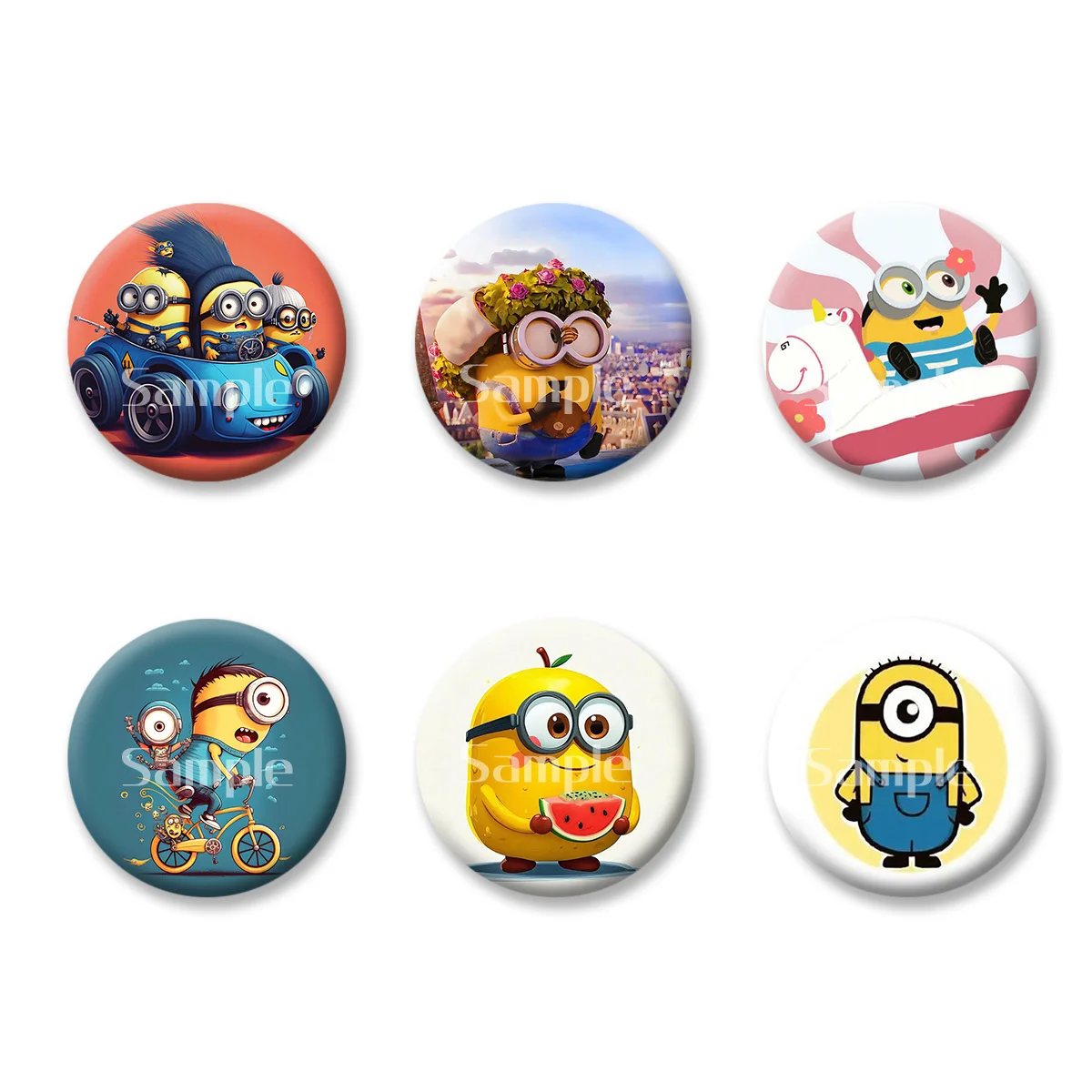 

Despicable Me Minions Medal Flash Badge Keychains Makeup Mirror Fridge Magnet ACG Goods Anime Cartoon Peripherals Birthday Gift