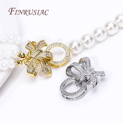 Fashion DIY Jewelry Connector Clasps 18K Gold Plated Brass 3 Rings Bowknot Bracelets Clasps Fastener Components Accessories