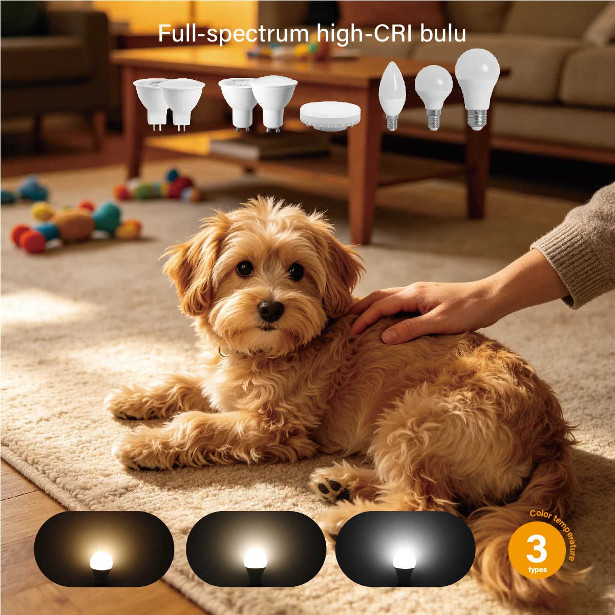 Comfortable Light LED Lamps, CRI90+ No Flicker Universal Voltage E14 E27 GU10 Multi Socket Design,Eye-friendly