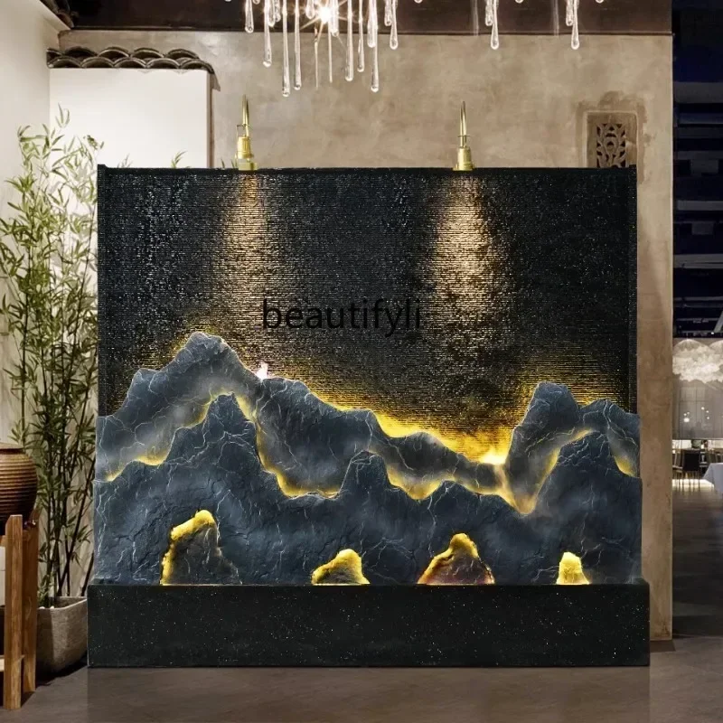 

K18 A16 Water Curtain Wall Flowing Water Screen Waterfall Fountain Decoration Villa Hall Rockery Flowers and Trees Landscape