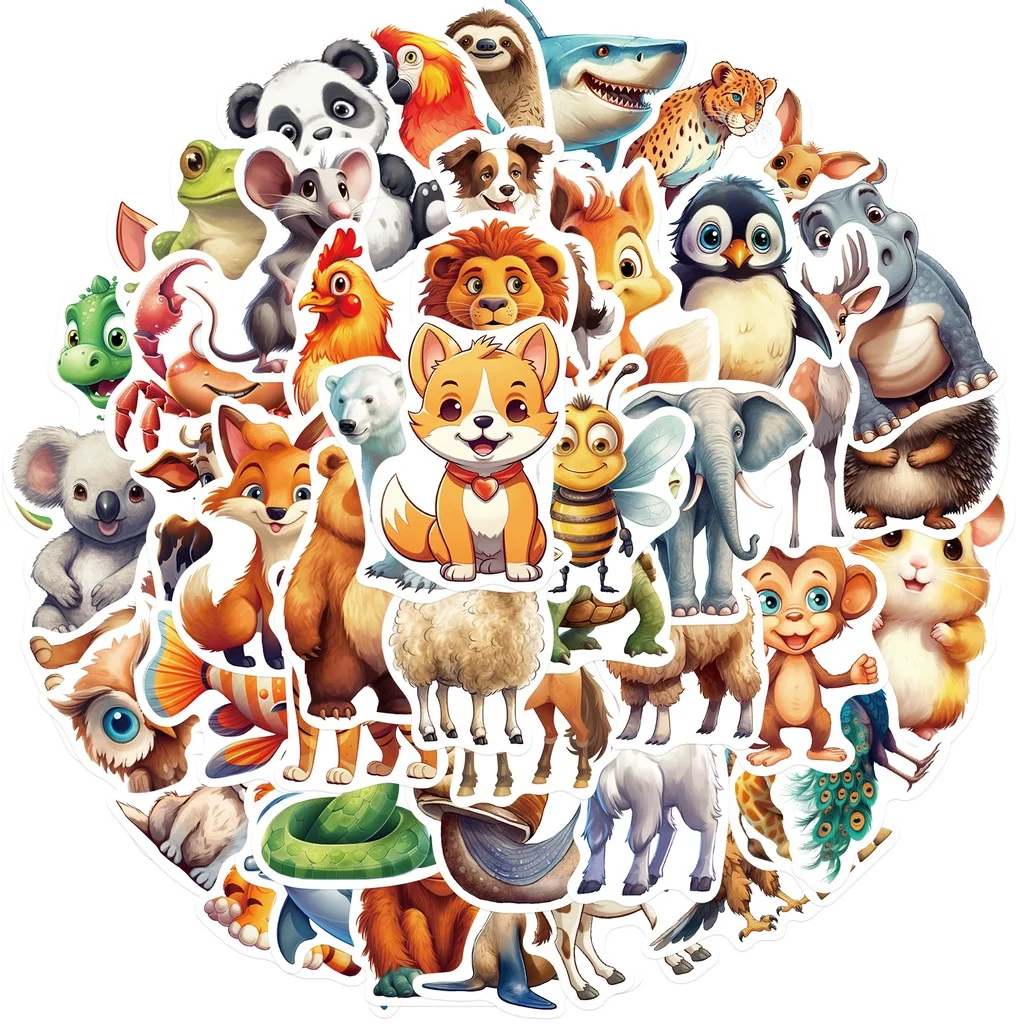 50PCS Farbige Tier Wasserdichte Graffiti Aufkleber Für Helm Fahrrad Hand Konto Bleistift Fall Aufkleber BulingBulingStickers Shop