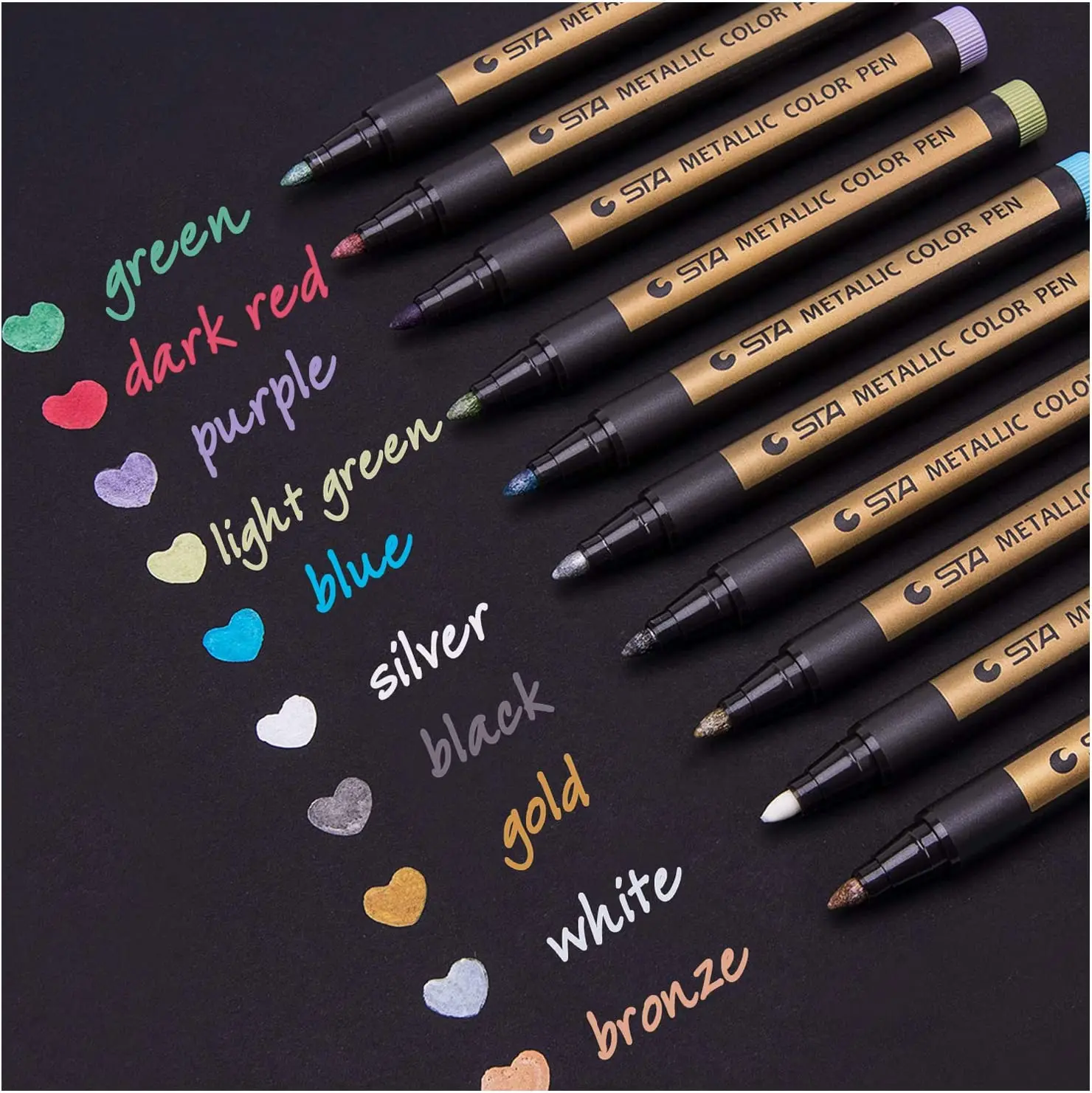 

Metallic Marker Pens - Medium Point Metallic Markers for Rock Painting, Black Paper, Card Making, Scrapbooking Crafts,