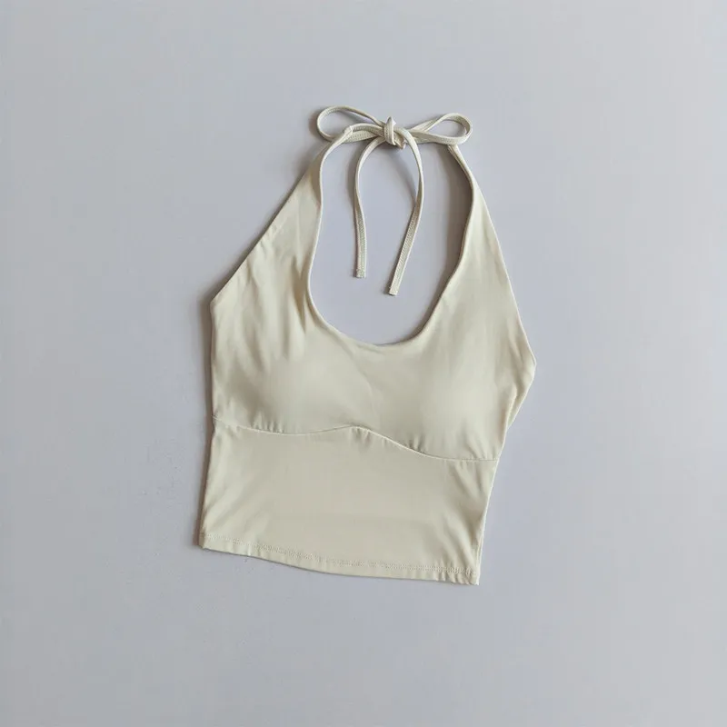 Sexy Neckholder-Yoga-Sport-BH-Weste mit schönem Rückendesign, festem Halt, einteiligem Cup, für Damen zum Laufen, Sommer, schlankmachend, Fitness-Oberteil. – Detail 7