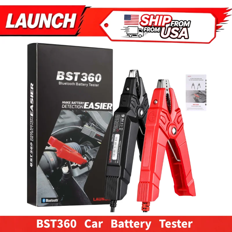 LAUNCH BST360 Bluetooth Battery Tester Analyzer 6V 12V Up to 2000CCA Battery Voltage Test Clip Work with LAUNCH X431 Series Android IOS Phone