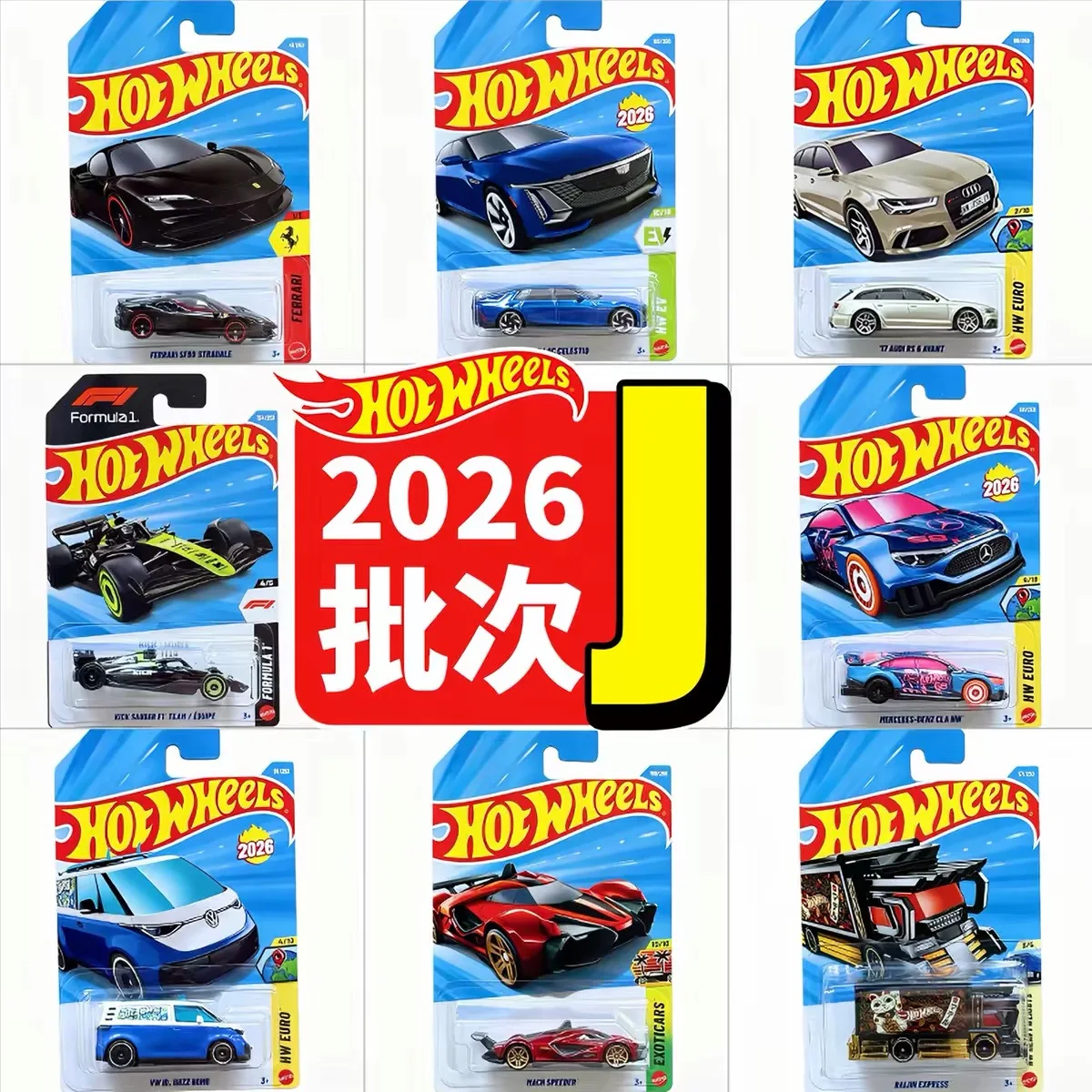 Hot Wheels 2026J Metal Models Car Vehicle 1/64 Audi Batmobile Porsche Duck Roll Shelby Subaru Buick Toyota Diecast Voiture Toys
