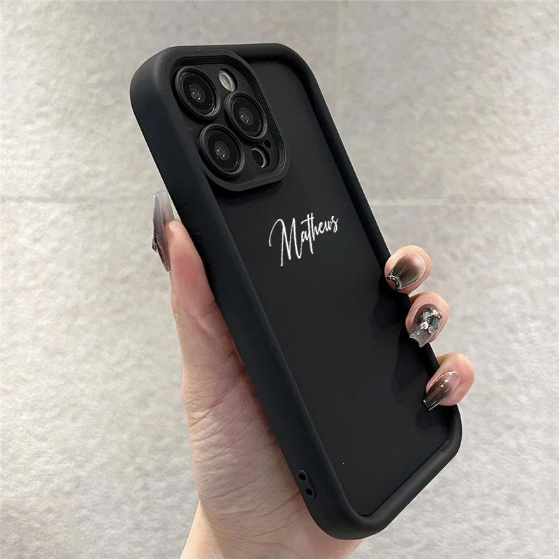 Personalized Customized Name Case For iPhone 16 15 14 13 12 Pro Max Luxury Candy Silicone Shockproof DIY Full Cover 11 Pro Max